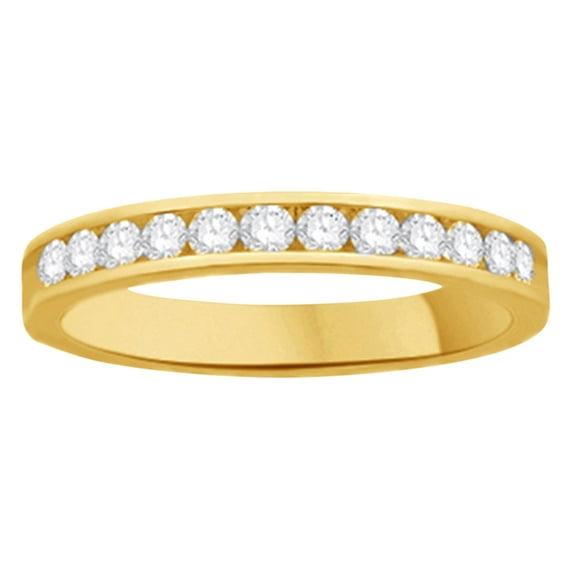 AFFY White Natural Diamond Anniversary Ring In 14k Yellow Gold (0.5 Cttw)