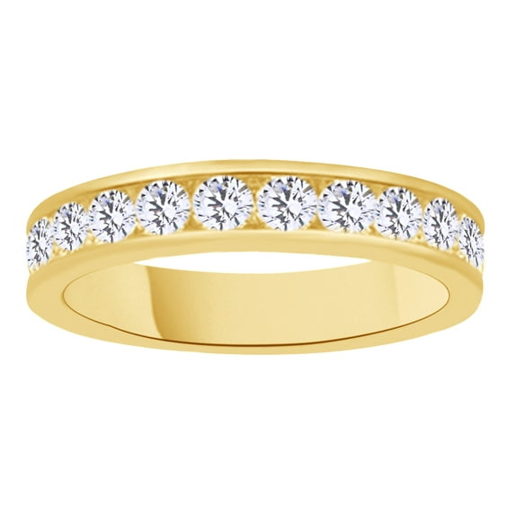 AFFY White Natural Diamond Anniversary Ring In 14k Yellow Gold (1 Cttw)