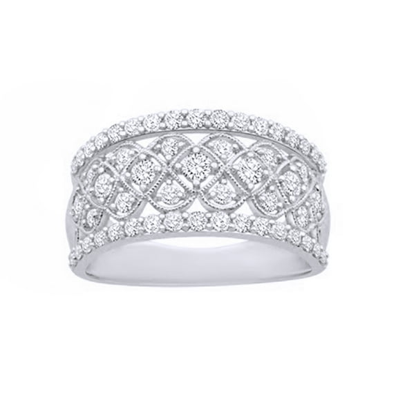 AFFY White Natural Diamond Anniversary Wide Band Ring In 10k White Gold (1 Cttw)