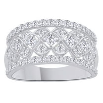 AFFY White Natural Diamond Anniversary Wide Band Ring In 10k White Gold (1 Cttw)