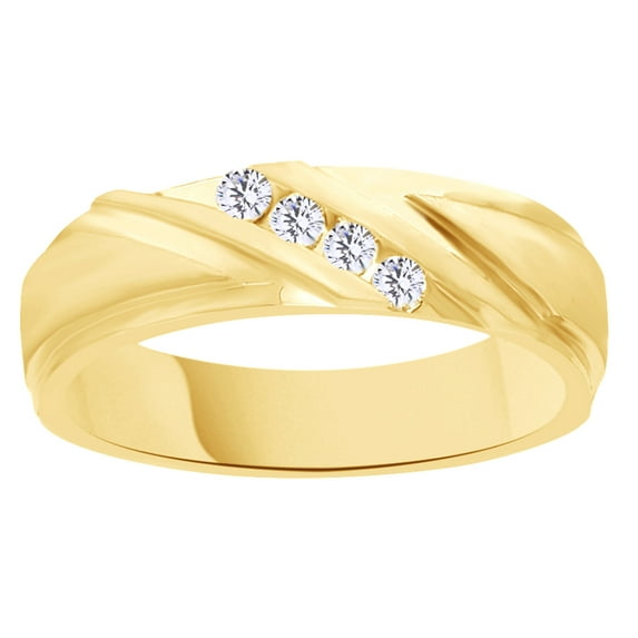 AFFY White Natural Diamond Band Ring In 10k Yellow Gold (0.27 Cttw)