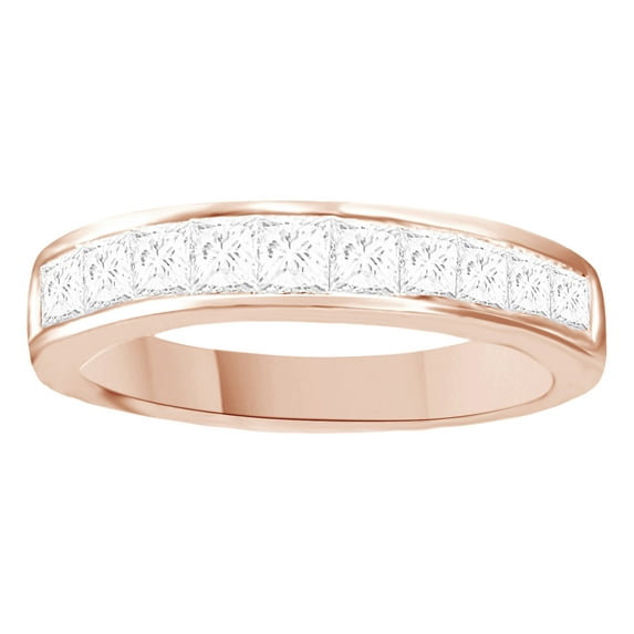 AFFY White Natural Diamond Band Ring In 14k Rose Gold (0.5 Cttw)