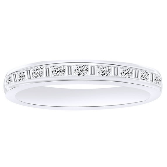 AFFY White Natural Diamond Band Ring In 14k White Gold (0.25 Cttw)