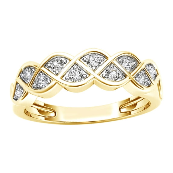 White Natural Diamond Braid Promise Ring in 10k Yellow Gold (0.25 Cttw)