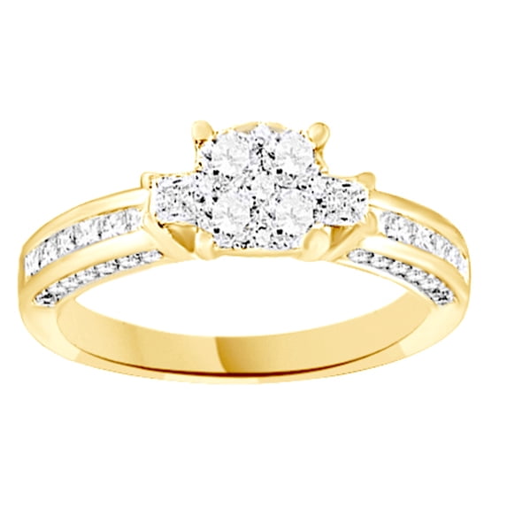 AFFY White Natural Diamond Bridal Band Ring Set In 14k Yellow Gold (1 Cttw)