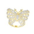 thumbnail image 1 of AFFY White Natural Diamond Butterfly Ring In 14k Yellow Gold Over Sterling Silver (1.4 Cttw), 1 of 1