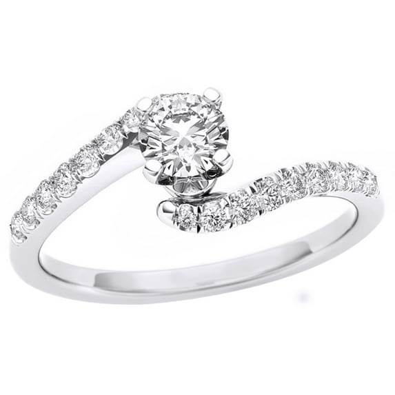 AFFY White Natural Diamond Bypass Engagement Ring in 14K White Gold (0.5 cttw)