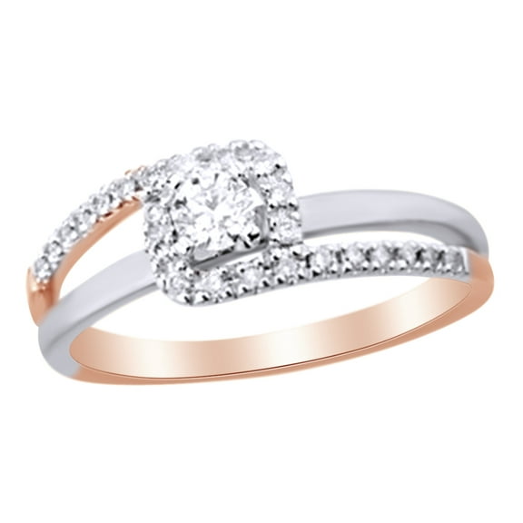AFFY White Natural Diamond Bypass Engagement Ring in 14k Rose Gold (0.33 Cttw) Ring Size : 4
