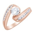 thumbnail image 1 of AFFY White Natural Diamond Bypass Engagement in 14k Rose Gold (0.25 Cttw) Ring Size : 10.5, 1 of 1