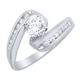 thumbnail image 1 of AFFY White Natural Diamond Bypass Engagement in 14k White Gold (0.25 Cttw) Ring Size : 8.5, 1 of 1