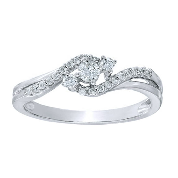 AFFY White Natural Diamond Bypass Promise Ring in 10k White Gold
