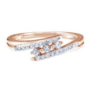 AFFY White Natural Diamond Bypass Ring In Solid Gold (0.2 Cttw)