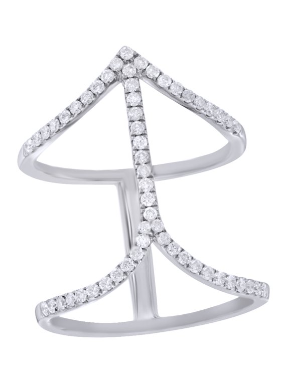 White Natural Diamond Cage Engagement Ring in 10k White Gold