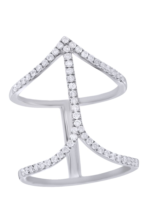 White Natural Diamond Cage Engagement Ring in 10k White Gold