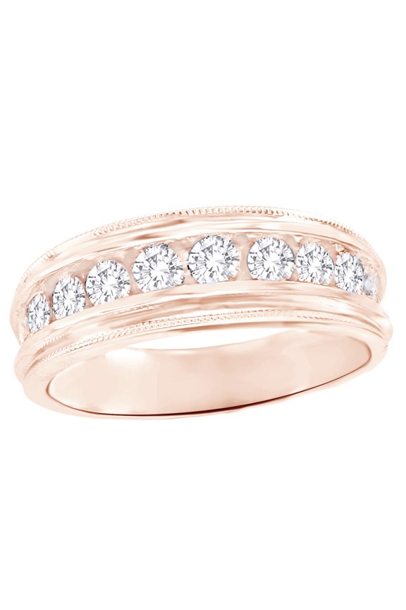 White Natural Diamond Channel Band Ring In 10k Rose Gold (0.25 Cttw) By