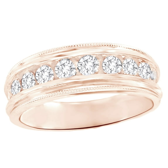 AFFY White Natural Diamond Channel Band Ring In 10k Rose Gold (0.25 Cttw)