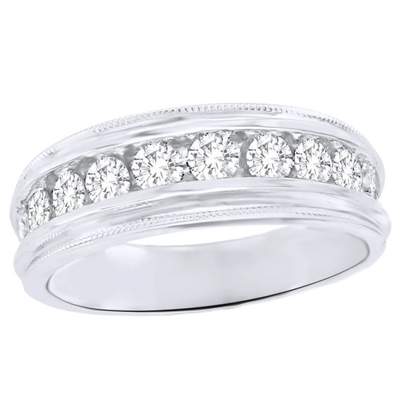 AFFY White Natural Diamond Channel Band Ring In 10k White Gold (0.25 Cttw) By