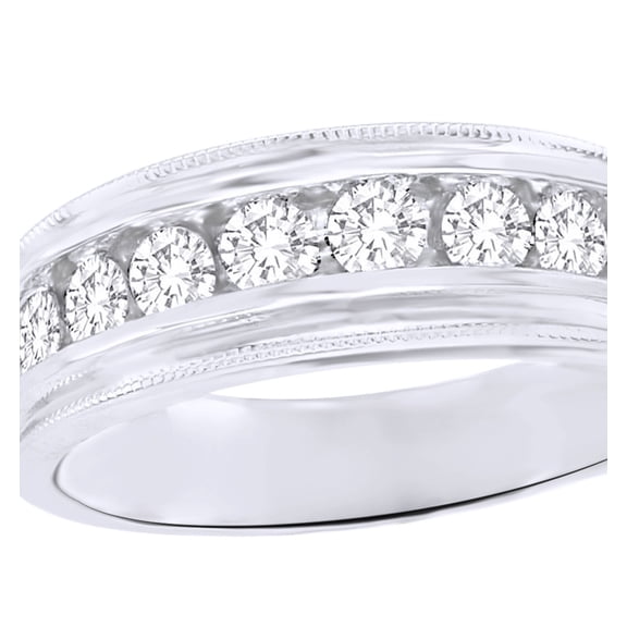 White Natural Diamond Channel Band Ring In 10k White Gold (0.25 Cttw)