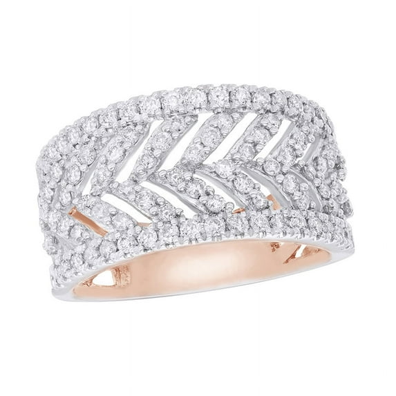 AFFY White Natural Diamond Chevrons Anniversary Ring in 10k Rose Gold