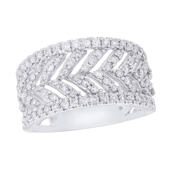 AFFY White Natural Diamond Chevrons Anniversary Ring in 10k White Gold