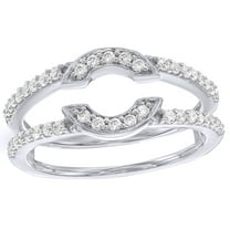 White Natural Diamond Circle Frame Solitaire Enhancer Ring in 10k White Gold (0.33 Cttw)