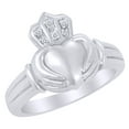 thumbnail image 1 of AFFY White Natural Diamond Claddagh Men's Ring in 14k White Gold (0.03 Cttw) Ring Size : 7.5, 1 of 1