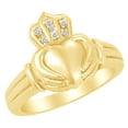 thumbnail image 1 of AFFY White Natural Diamond Claddagh Men's Ring in 14k Yellow Gold (0.03 Cttw) Ring Size : 6, 1 of 1