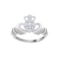 thumbnail image 1 of AFFY White Natural Diamond Claddagh Ring In 10k White Gold, 1 of 1