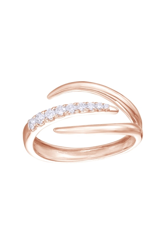 White Natural Diamond Claw Ring in 10k Rose Gold
