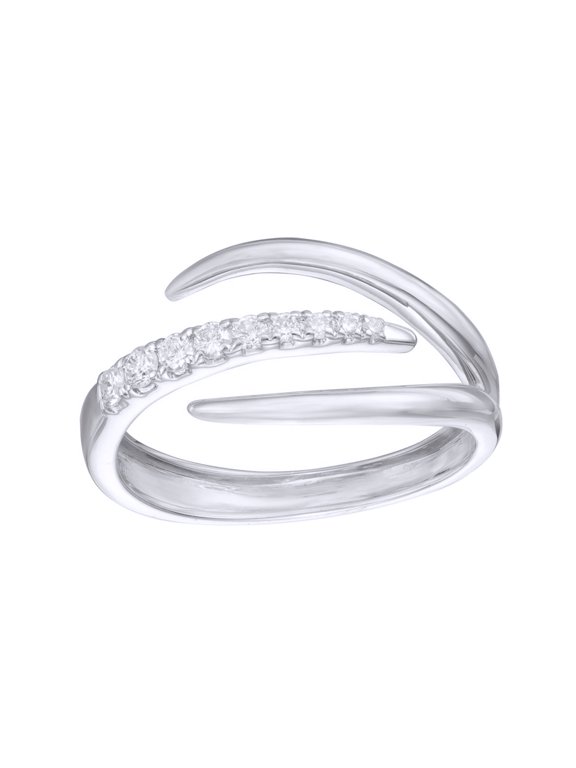 White Natural Diamond Claw Ring in 10k White Gold