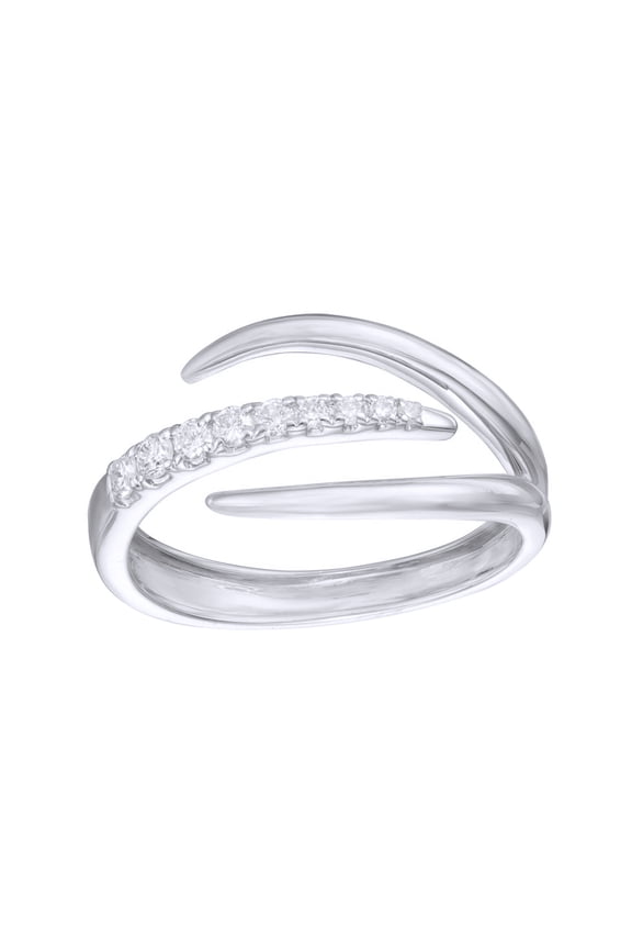White Natural Diamond Claw Ring in 10k White Gold
