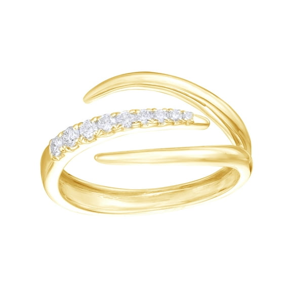 AFFY White Natural Diamond Claw Ring in 10k Yellow Gold