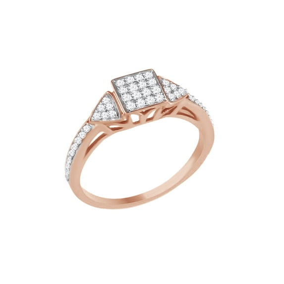 AFFY White Natural Diamond Cluster Band Ring In 10k Rose Gold (0.25 Cttw)