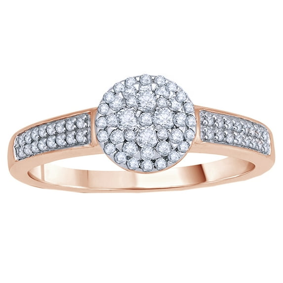 AFFY White Natural Diamond Cluster Engagement Ring in 10k Rose Gold