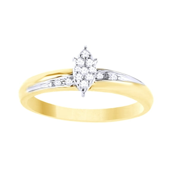 AFFY White Natural Diamond Cluster Engagement & Wedding Two-Tone Trio Bridal Ring Set In 10k Yellow Gold (0.14 Cttw)