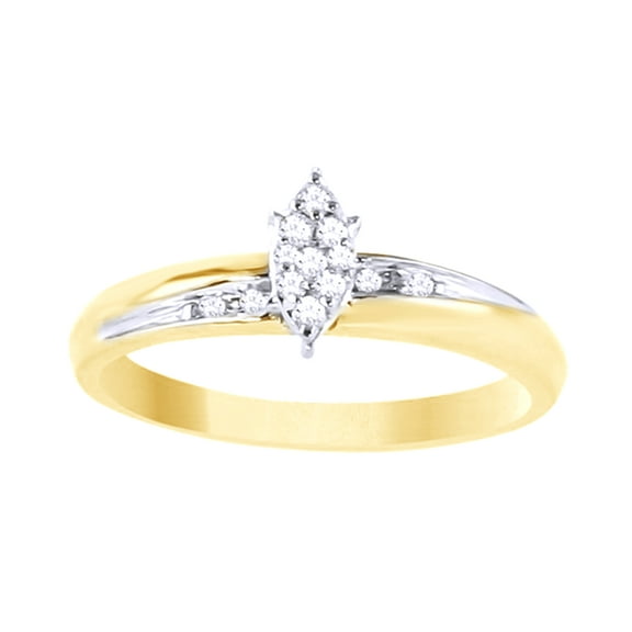 AFFY White Natural Diamond Cluster Engagement & Wedding Two-Tone Trio Bridal Ring Set In 10k Yellow Gold (0.14 Cttw)