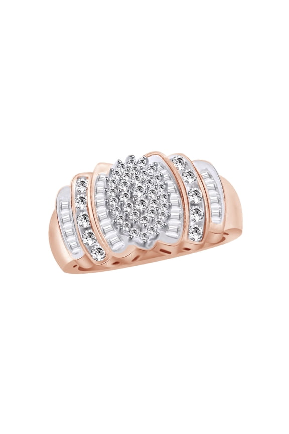 White Natural Diamond Cluster Estate Ring In 10k Rose Gold (0.5 Cttw)