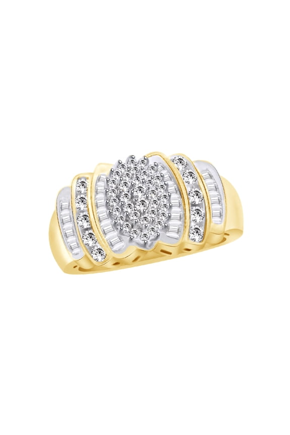 White Natural Diamond Cluster Estate Ring In 10k Yellow Gold (0.5 Cttw)