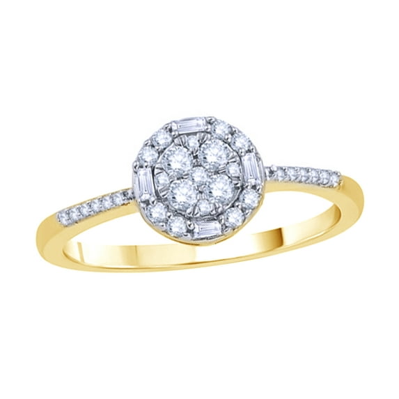 White Natural Diamond Cluster Frame Engagement Ring in 10k Yellow Gold (0.33 Cttw)