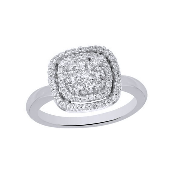 AFFY White Natural Diamond Cluster Frame Ring In 10k White Gold (0.5 Cttw)