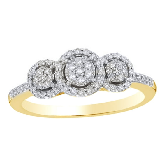 AFFY White Natural Diamond Cluster Frame Ring in 10k Yellow Gold (0.25 Cttw)