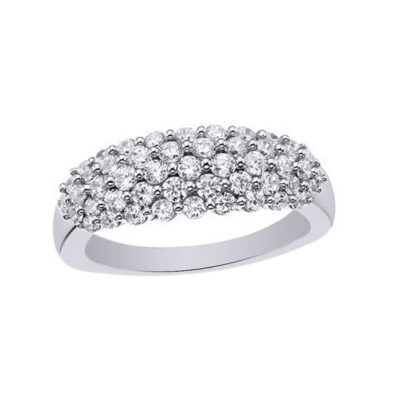 AFFY White Natural Diamond Cluster Ring In 10k White Gold (1 Cttw)