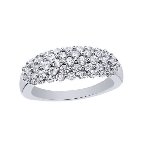 White Natural Diamond Cluster Ring In 10k White Gold (1 Cttw)