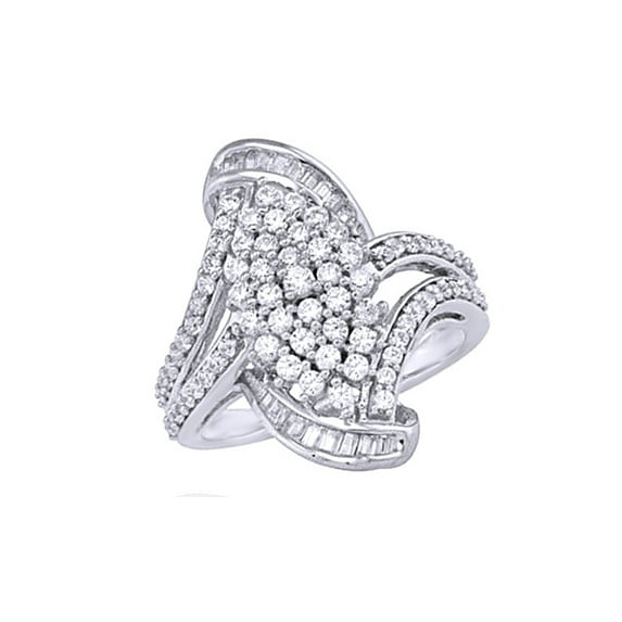 AFFY White Natural Diamond Cluster Ring In 10k White Gold (1 Cttw)