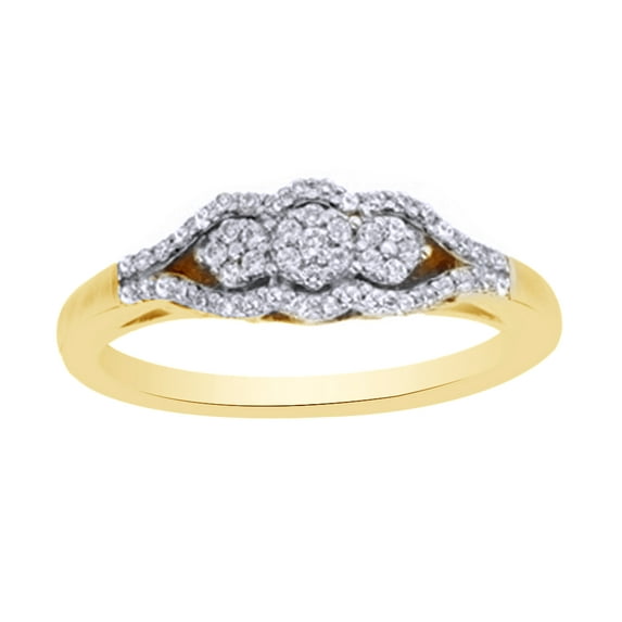 AFFY White Natural Diamond Cluster Ring In 10k Yellow Gold (0.2 Cttw)