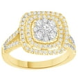 thumbnail image 1 of White Natural Diamond Cluster Ring In 14k Yellow Gold (1.01 Cttw), 1 of 1