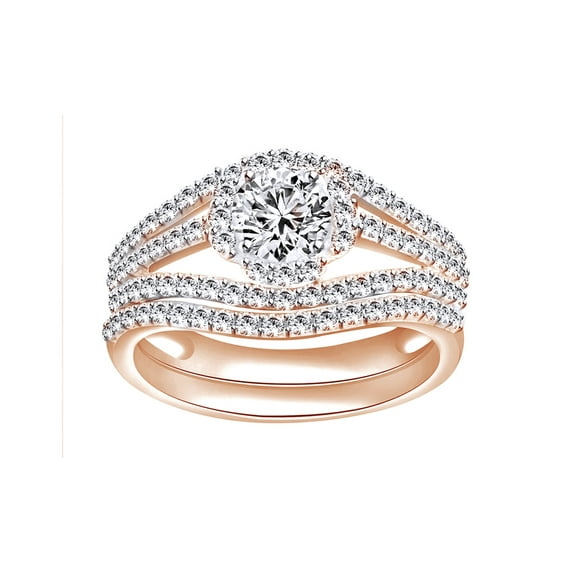 AFFY White Natural Diamond Cluster Rings In 14k Rose Gold (1.1 Cttw)