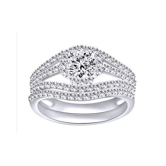 AFFY White Natural Diamond Cluster Rings In 14k White Gold (1.1 Cttw)