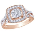 thumbnail image 1 of AFFY White Natural Diamond Cluster Square Frame Engagement Ring in 10K Rose Gold (0.75 cttw), 1 of 1
