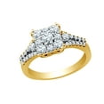 thumbnail image 1 of White Natural Diamond Cluster Square Ring in 10k Yellow Gold (1 cttw) By Jewel Zone US, 1 of 1